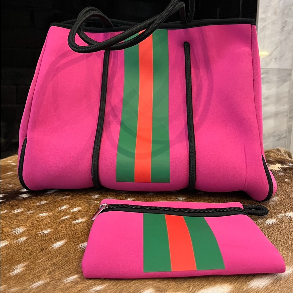 Neoprene sporty tote- Hot pink, green, red!